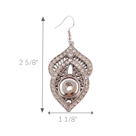 Snap Charm Statement Filigree Dangle Earrings for Mini Snaps Includes Snaps - Picture 2 of 7